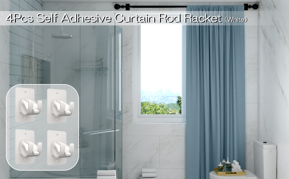Nail-free Adjustable Rod Bracket Holders (Pack of 4)